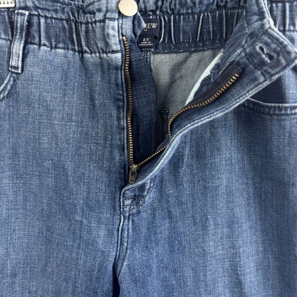 J.Crew Women’s Light Wash Denim Wide Leg Pants Pull‑On Elastic Waist Size 27 - Picture 3 of 11